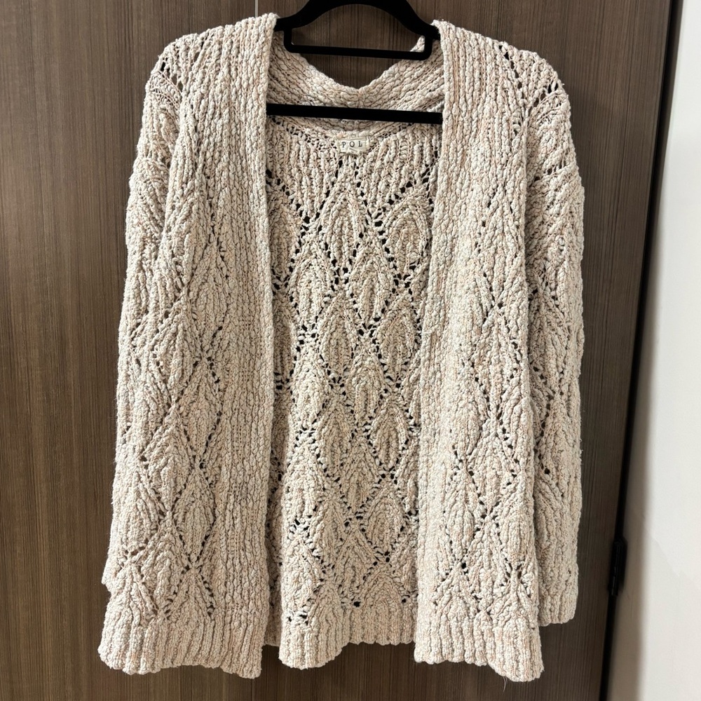 Pink and Gray POL Crochet Cardigan